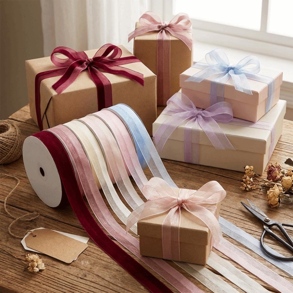 DIY Gift Wrapping Solid Satin Ribbons Bridal Bouquets Handmade Bows Single Face Ribbons Shiny Cake Packaging Bouquet Ribbons