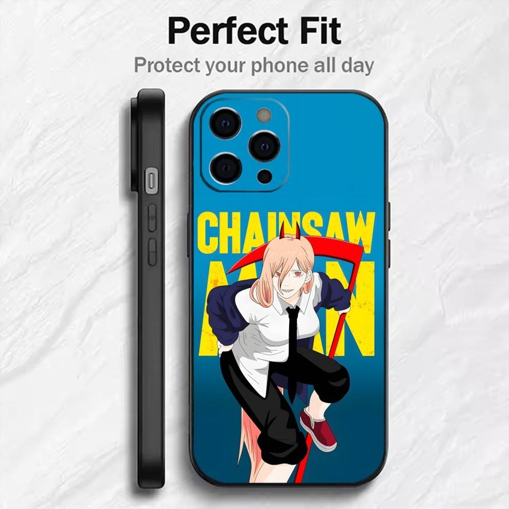 

Edgy Anime Character P-Power Phone Case For iPhone17,16,15,14,13,12 Plus,Max Soft Silicone Black Cover iPhone17