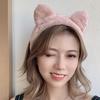 Opaska do włosów z uszami kota kreskówkowego Szerokie pluszowe wygodne mycie twarzy Opaski do włosów dla kobiet dziewczynki Śliczne akcesoria do włosów z opaską na głowę