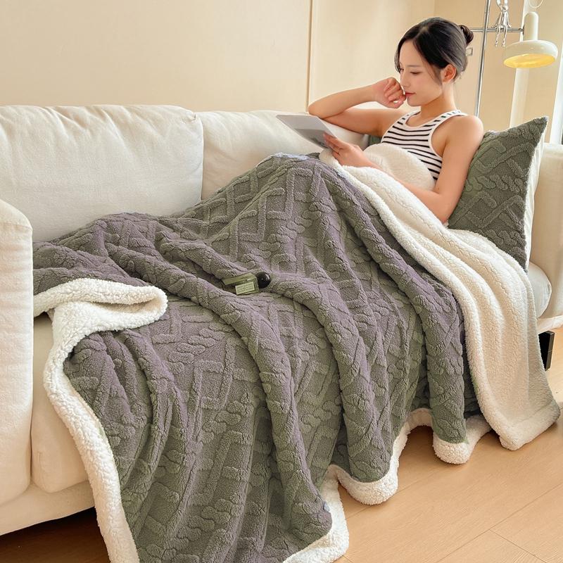 Super Soft Throw Blanket Premium Flannel Fleece 3D Jacquard Lightweight Bed Blanket Fluffy Cozy Blanket for Couch, Sofa, Chair
