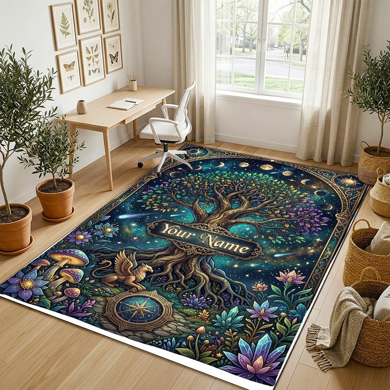 Tigers Majesty Theme Soft Crystal Velvet Rug Custom Name & Text Print Non Slip Floor Rug for Bedroom Living Room