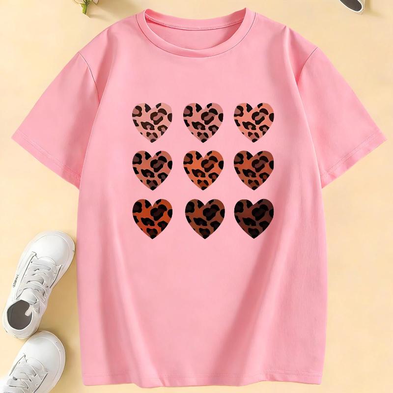 

Y2k Love Heart Fashion T Shirts Graphic Short Sleeve O-neck Kids Children s T-shirt Girls Summer Spring Casual Top Tee Shirt 120 розовый