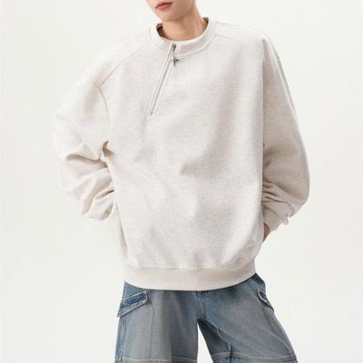 Young Style Fashionable Zipper Sweatshirts Autumn Round Neck Basic Men's Clothing Solid Color Loose Casual Long Sleeve Hoodies