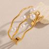 Imitation Pearls Open Bangle Stylish Fashion Jewelry Accessories Stainless Steel Bracelet Comfortable Daily Wear For Her