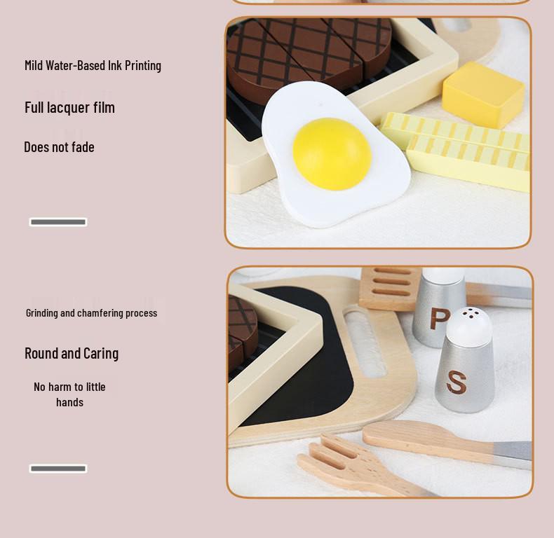 Wooden Kids' Role-Play Steak Cutting Kitchen Toy Set