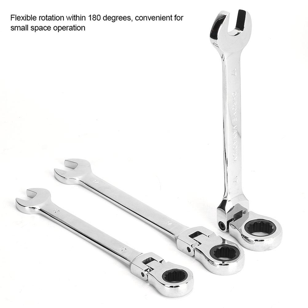 6Pcs Flexible Head Multi functional Ratchet Conination Spanner Wrench 8 17mm Repair Tools Set