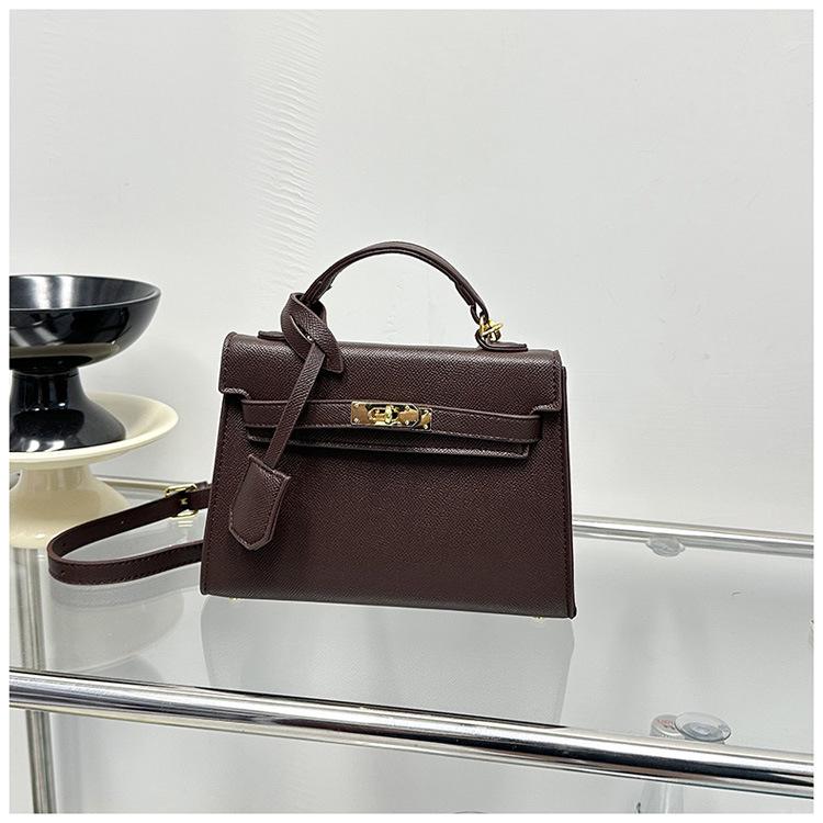 Large Capacity Lychee Pattern Kelly Bag - Versatile Fashion Handbag with Lock Buckle