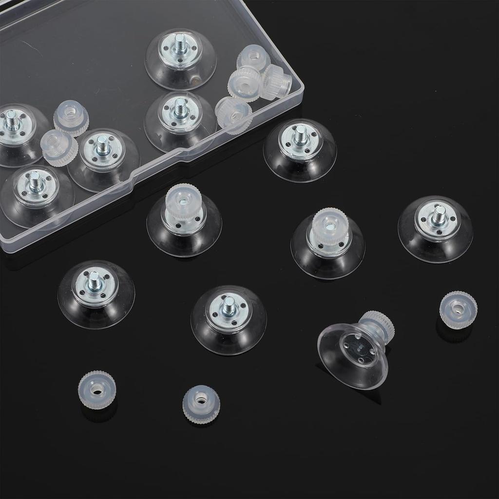 Extra Strong Screw Suction Cups, Clear PVC Sucker Pad Without Hook, Glass Suction Holder with Screw Nut, Heavy Duty Suctions Holder - 12 Pack 25mm/1"