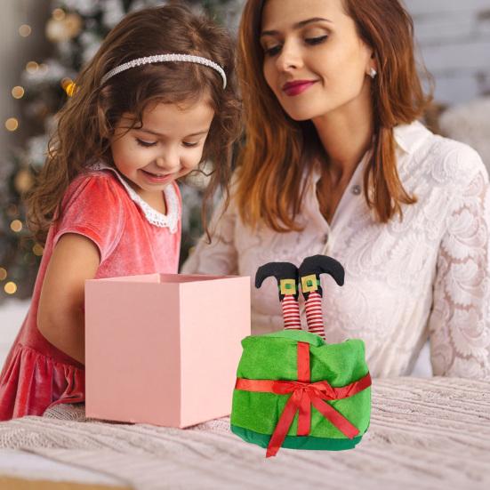 

Yousheng Christmas Hat Cartoon Fake Leg Gift Box Shape Bow Decor Photo Prop Headdress Thick Winter Hat Holiday Gift Headwear Festival Costume Prop зелёный