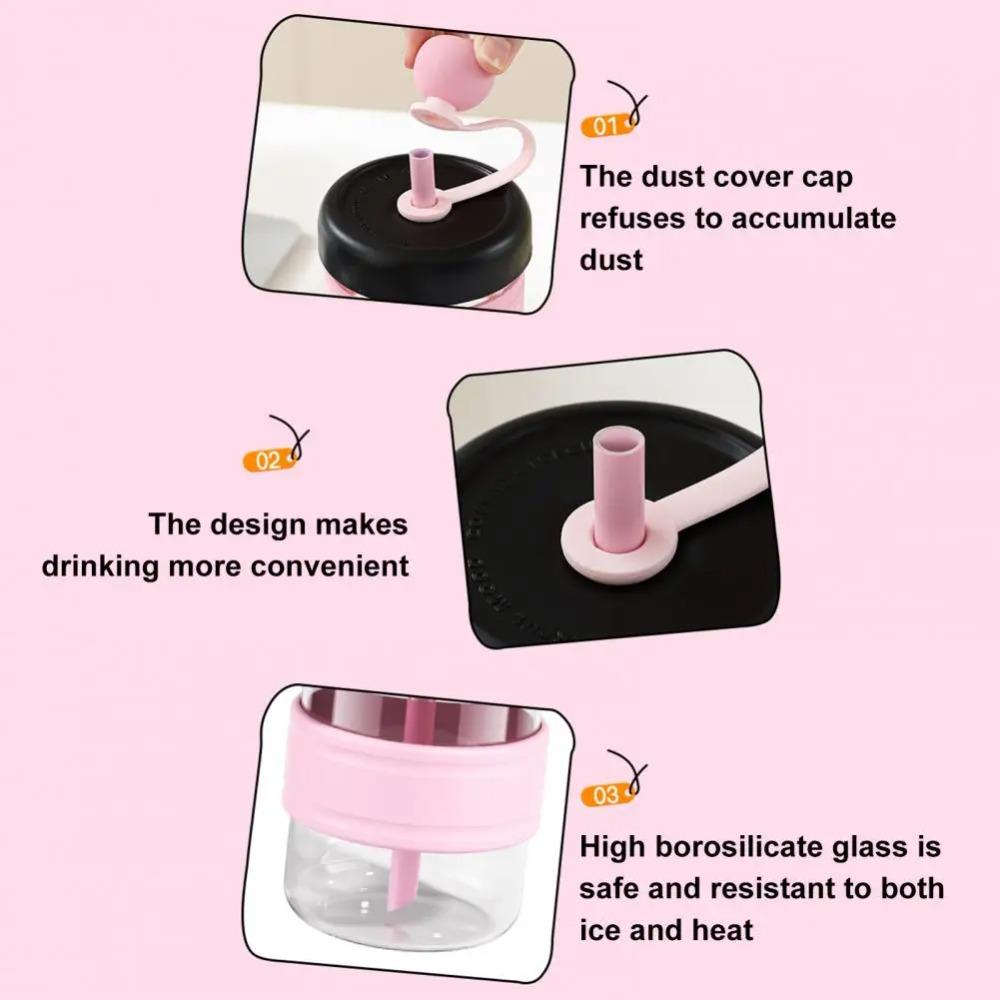 Leak-Proof Ice Coffee Cup Non-slip Cup Sleeve Straw Cup Portable Glass Water Bottle  Office
