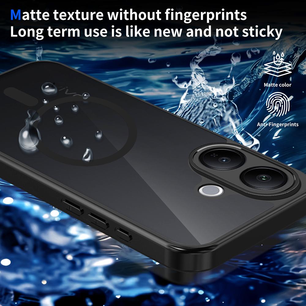 KEYSION Magnetic Phone Case for VIVO V60 Lite 5G Soft Silicone+PC Matte Translucent Clear Shockproof Back Cover for IQOO Z10R 5G