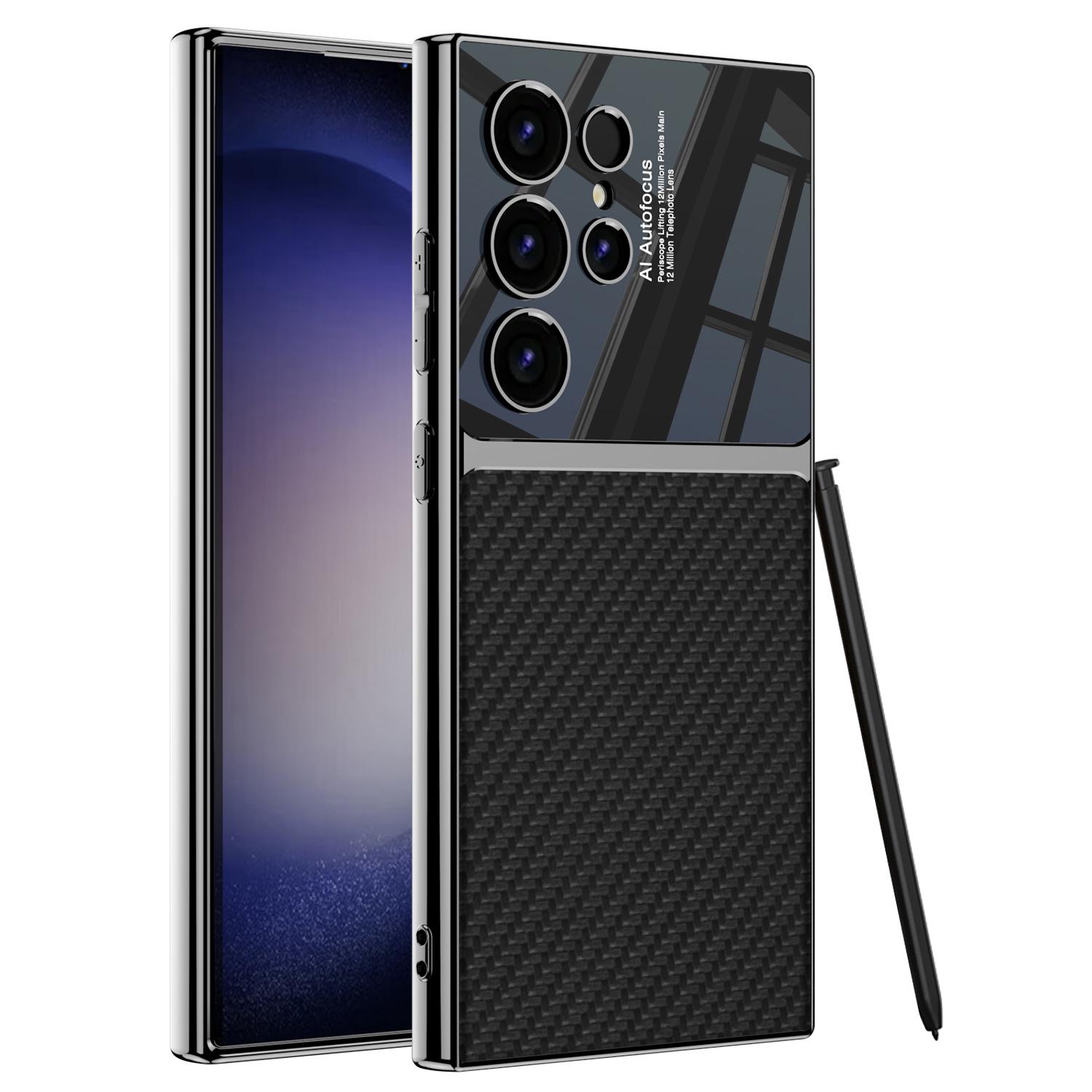 Carbon Fiber Texture Phone Case - S24Ultra Cross-Border Protective Leather Cover S24Ultra