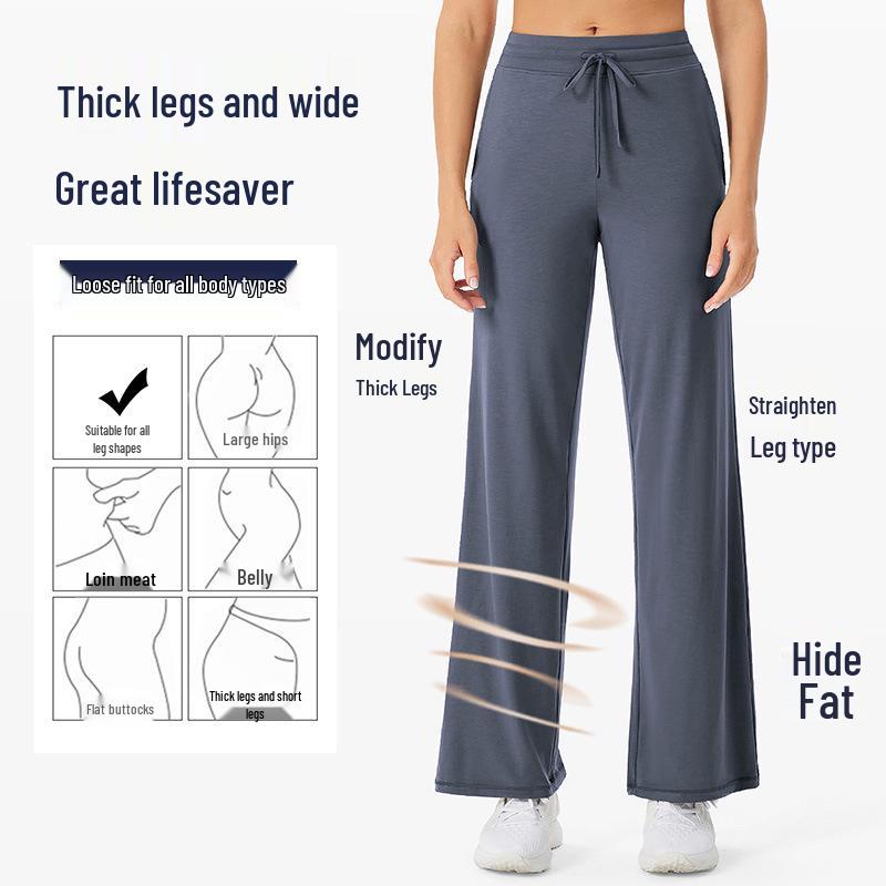 Damen High-Waist Schnelltrocknend Weitbein Yogahose für Fitness & Tanz
