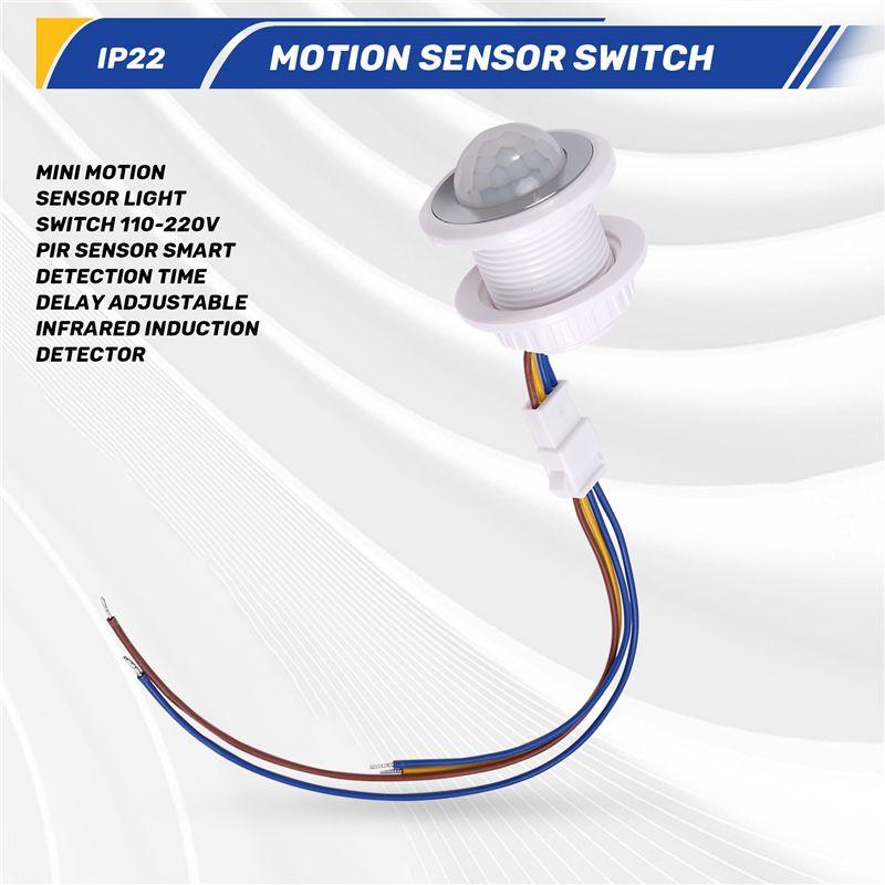 Frischer Mini-Bewegungssensor Lichtschalter 110-220V PIR-Sensor Intelligente Erkennung Zeitschaltverzögerung Einstellbar Infrarot-Induktionsdetektor