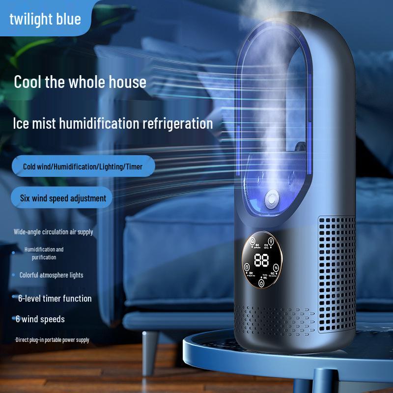 

Portable Multi-Functional Desktop Air Cooler & Humidifier for Home, Dorm, and Office Bladeless Humidifier Fan синий