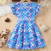 Dress For Kids 1-8 Years Old Girls Birthday Fashion Ruffled Sleeve Mermaid Print Cute Princess Dresses