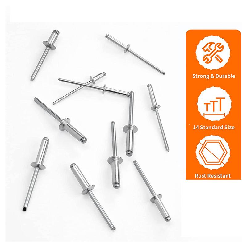 

A23I-600Pcs Rivet Assortment Kit 14 Sizes Aluminum Rivets 3/32Inch 1/8Inch 5/32Inch 3/16Inch, Assorted Rivets срібний