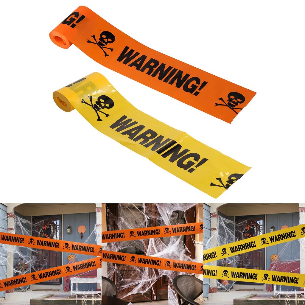 Caution Warning Tape for Halloween Party Self Adhesive Safety Sign Caution Tape with Bold Black Text for Halloween Decor