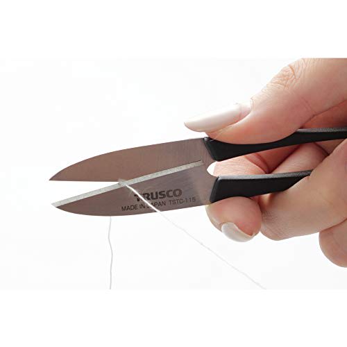 TRUSCO Thread Scissors, Long Blade, 48mm Blade Length, 1.5mm Blade Thickness, Overall Length 115mm, TSTC115