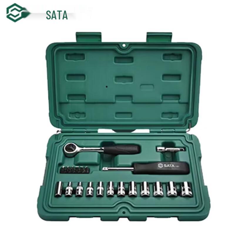 SATA 21-Piece 6.3mm Quick Ratchet Wrench Socket Set CN plug (adapter included)