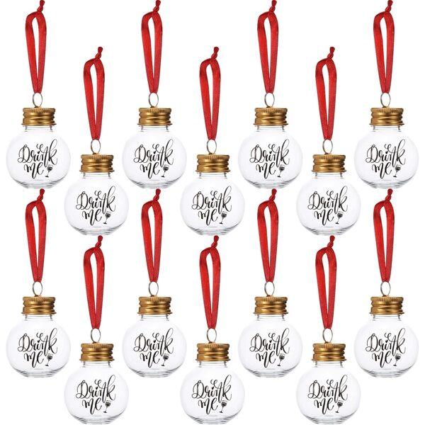 eBoot 24 Pcs Booze Balls Ornament Fillable Drink Me Ornaments for Christmas Tree