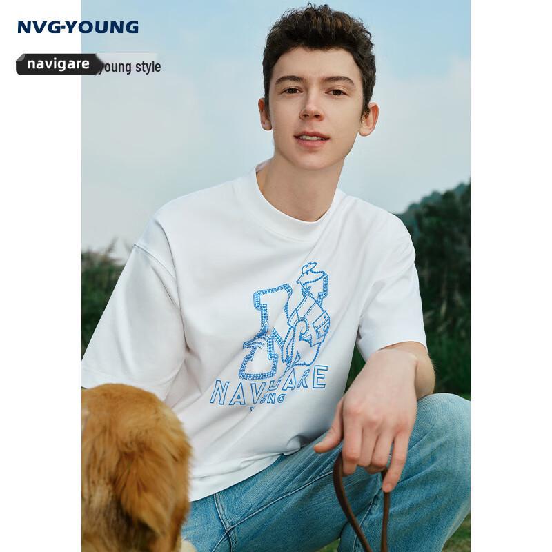 NVG·YOUNG Men s Casual Sailboat Print Ice Silk T-Shirt L
