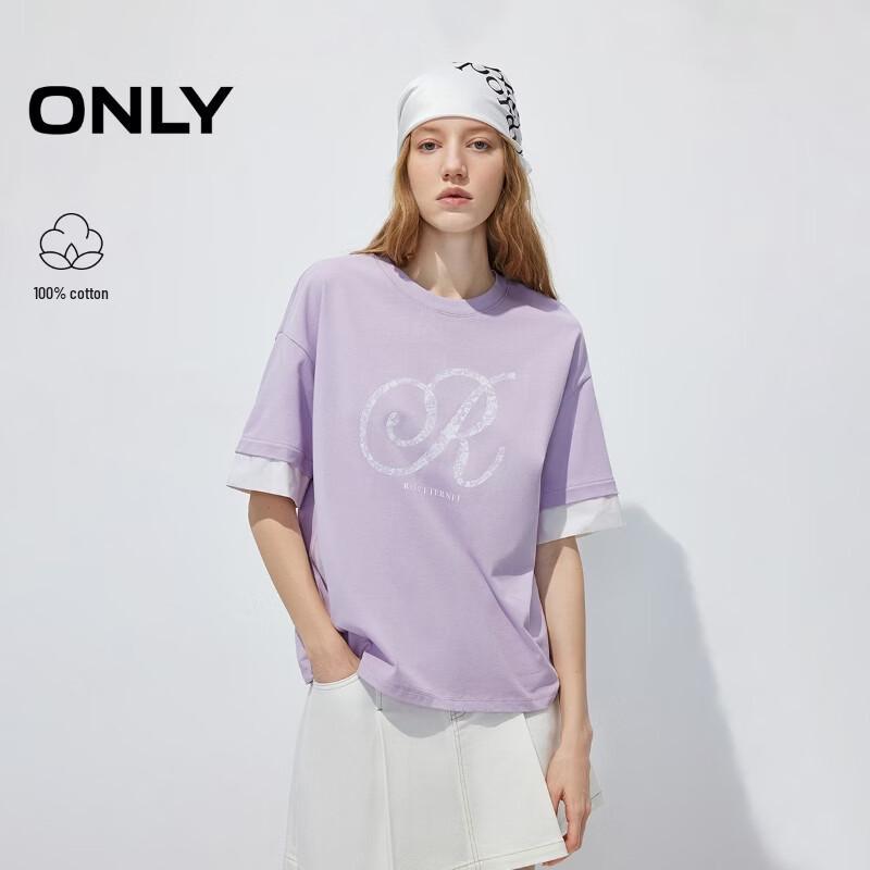 

ONLY Women s Loose-Fit Faux Two-Piece Cotton T-Shirt XL
