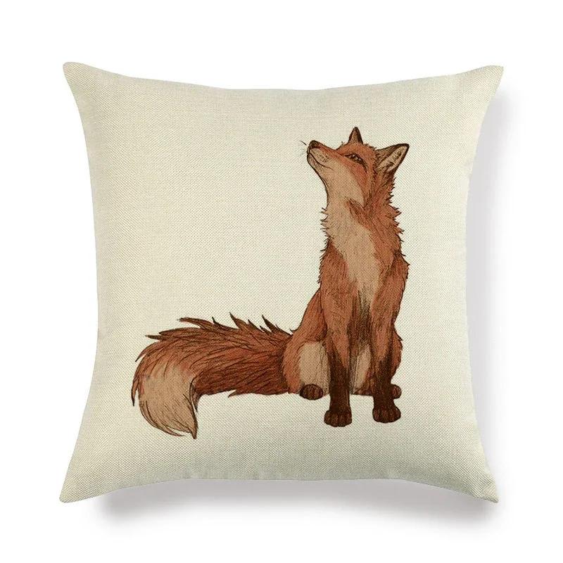 Lovely Fox Pattern Linen Pillow Cushion Cover Office Living Room Bedroom Sofa Car Decorative Pillowcase 45*45cm