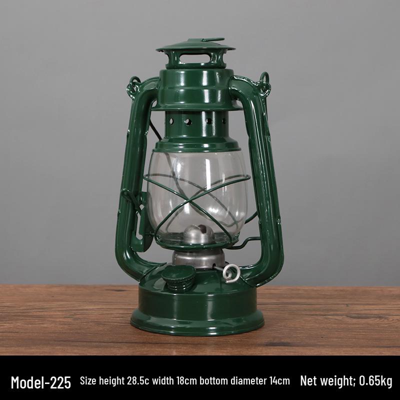 Vintage Wrought Iron Kerosene Hurricane Lamp - Nostalgic Camping Decor & Photography Prop