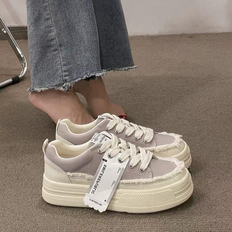 Ant City Korean White Shoes Niche Design New Versatile Platform Canvas Shoes Women's Casual Beggar Board Shoes
