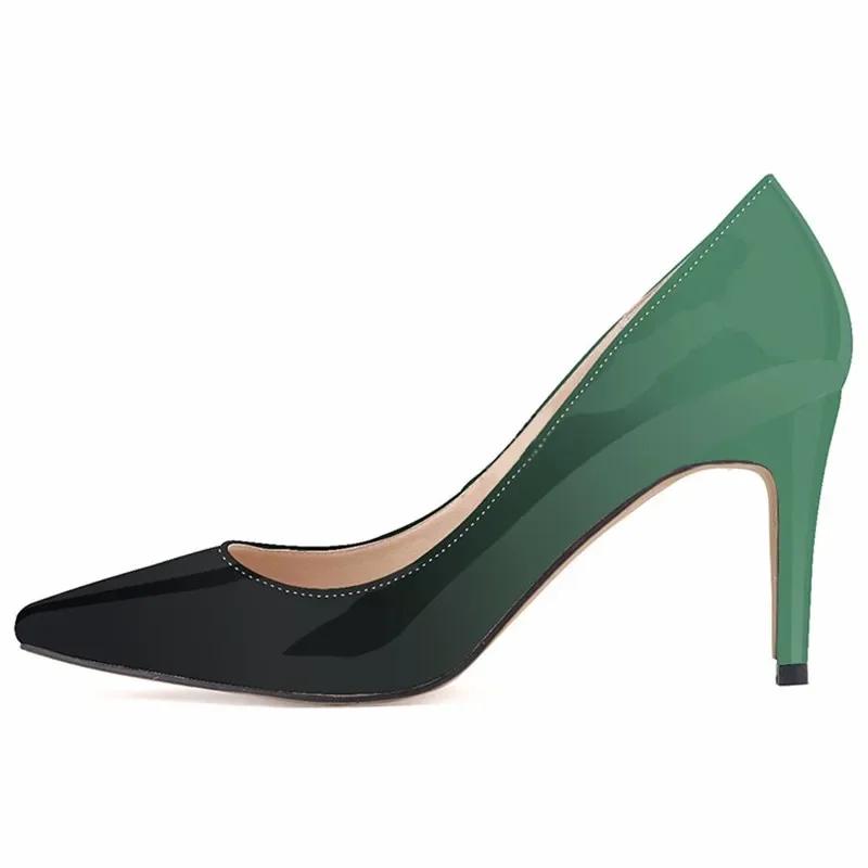 

Женские туфли-лодочки Модные 9 см Сексуальные Градиентные Лакированные Остроносые На Высоком Каблуке Слипоны Шпильки Женские Вечерние Платье Красные Свадебные Туфли 40