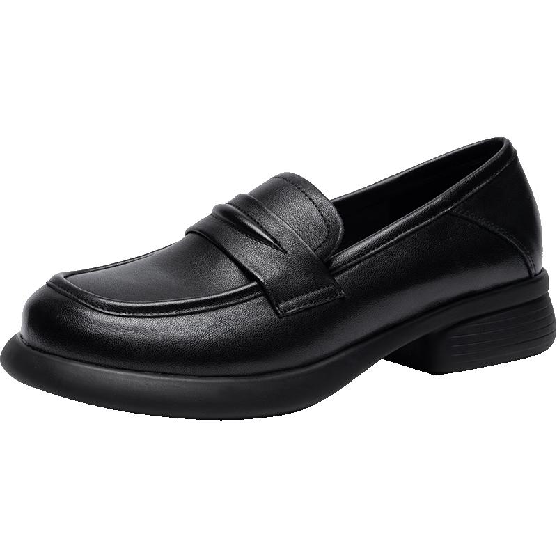 ZHR Women s Chunky Heel Platform Leather Loafers 38