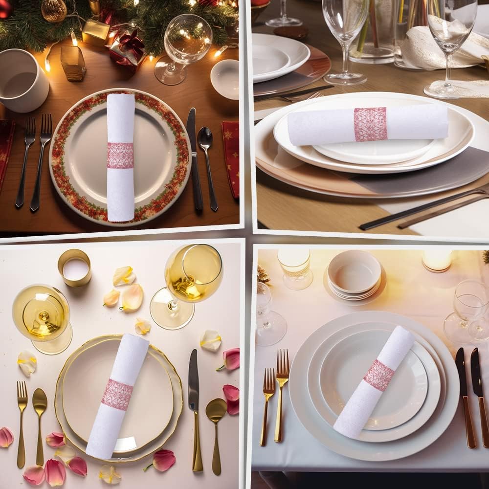 100/50Pcs Napkin Rings Sparkling Paper Napkin Holder Disposable Napkin Bands Napkin Holder For Wedding Party Dinner Table Decor
