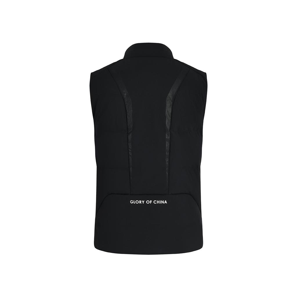 Li Ning National Team Series Stand Collar Zipper Warm Comfortable Down Vest Unisex Vests Black AMRU047-1