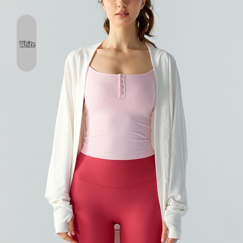 

Женский универсальный кардиган с отверстиями для больших пальцев - Повседневный свободный приталенный топ для йоги и спорта One Size белый