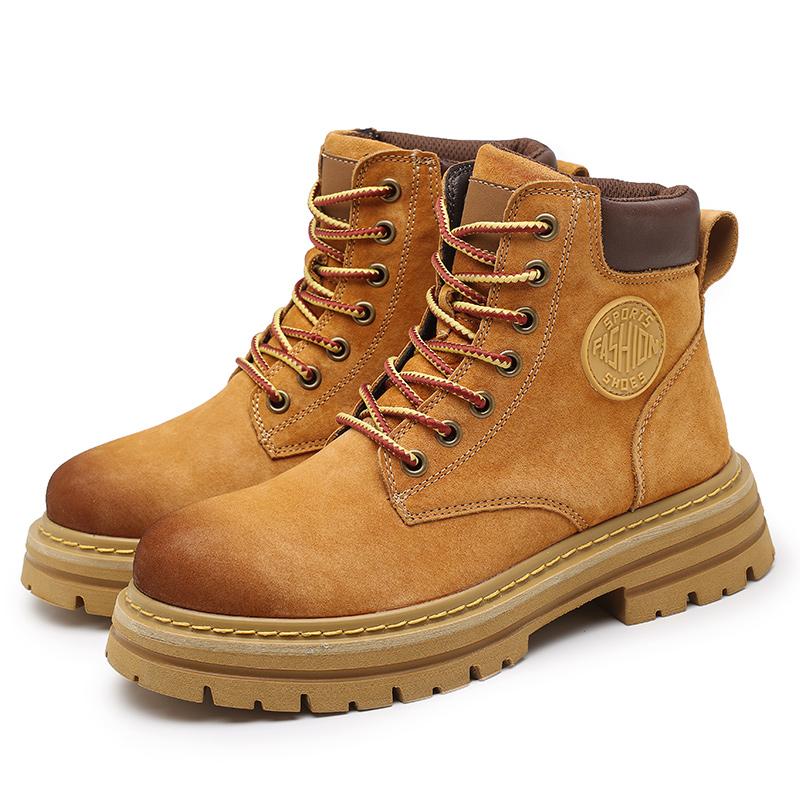 

Роскошные брендовые мужские базовые ботинки из натуральной кожи, модные высокие туфли для мужчин, универсальные мужские мотоциклетные ботинки, мужские кроссовки ручной работы на шнуровке 44 золотисто-желтый