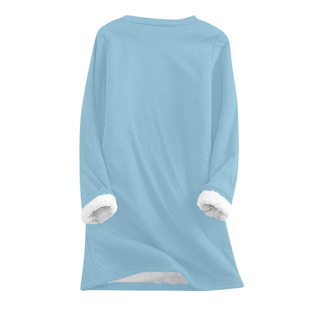 Women's  And Winter Large Size Loose Printed Top Thickened And Lamb's Wool Warm And Fitted Bottom Shirt
