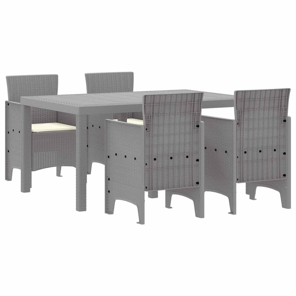 Garden Dining Set 5 pcs Light Grey Poly Rattan