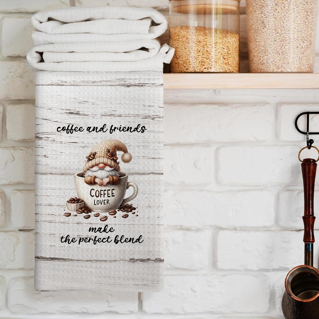 Coffee Kitchen Towels, Coffee-themed Gifts for Women Men Girls, Bar Decor Accessories, 16x24 Inch