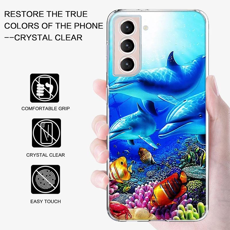 Deep sea turtle dolphin landscape Phone Case For Galaxy A14 A24 A34 A54 Samsung A02S A12 A22 A32 A42 A52 A72 A13 A33 A53 5G A03