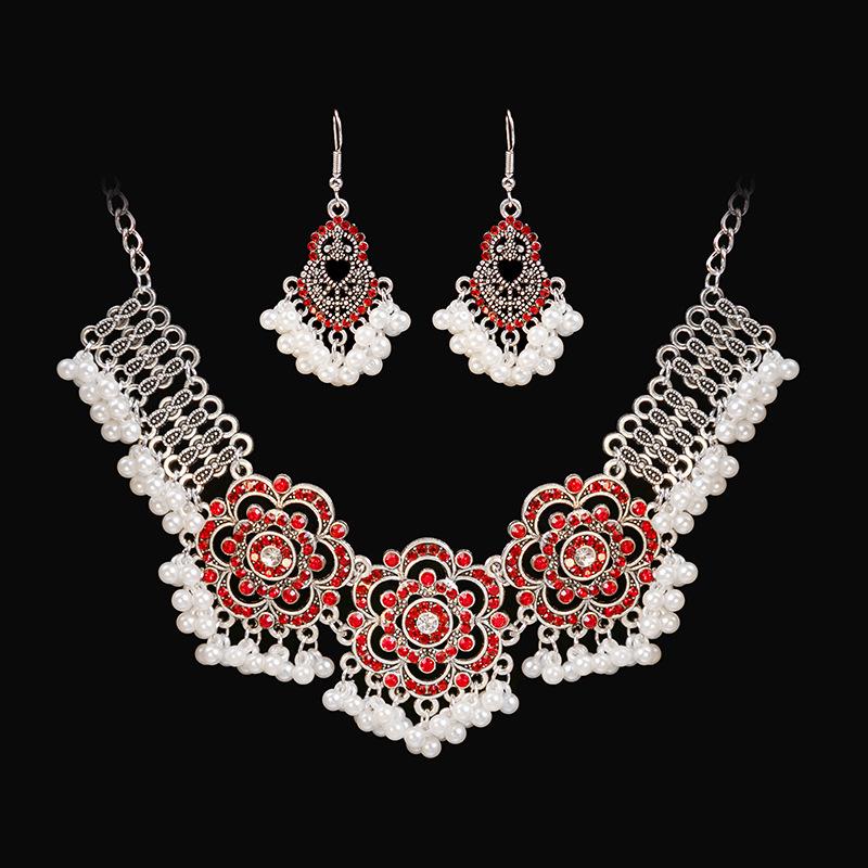 European & American Retro Palace-Inspired Pearl Water Drop Jewelry Set