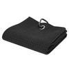 Golfing Towel Waffle Design Sporting Wipe Sweat Absorption Cleaning Pure Cotton Strap HookBlack