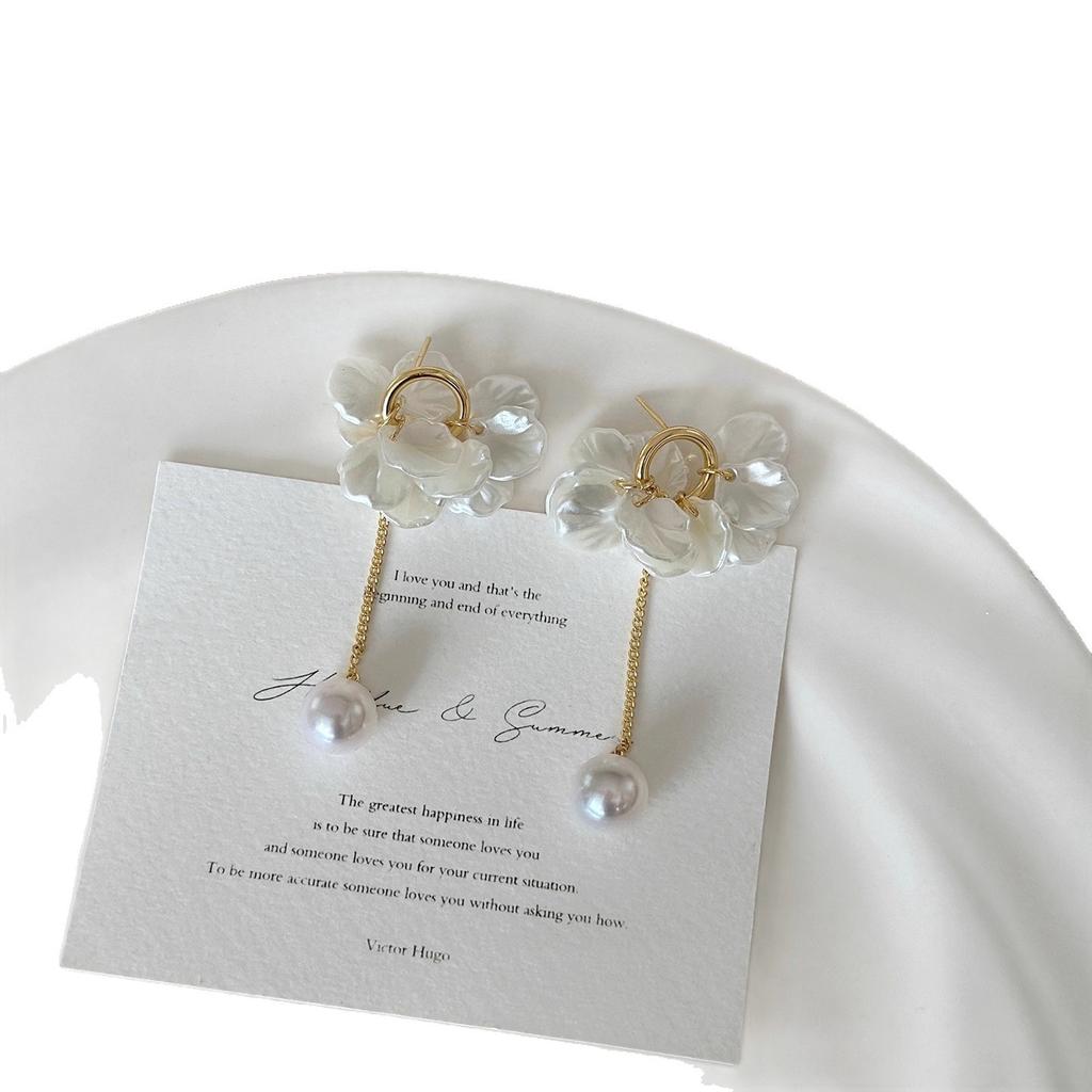 Super fairy flower fringed pearl earrings femininity stud earrings unique earrings
