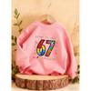Kids Unisex Crewneck Sweatshirt, Color Broken Glass Mosaic 67 Number Frame Print Long Sleeve Pullover, Soft Sweatshirt for Boys Girls Over 4 Years Old
