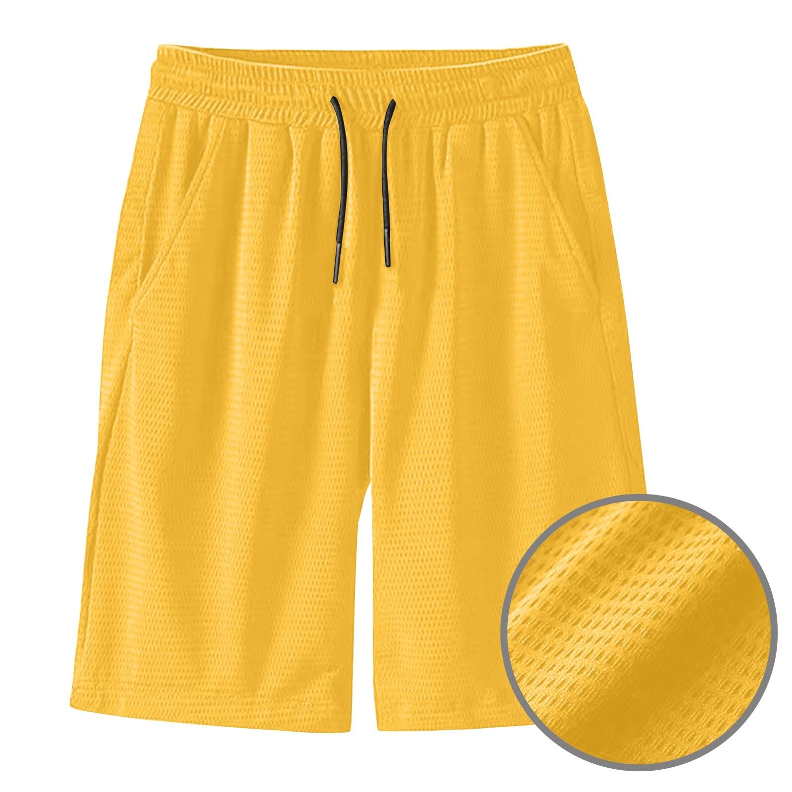 

Женские мужские повседневные однотонные с завязками на талии для тренировок, повседневные занятия в спортзале с карманами XXL жёлтый