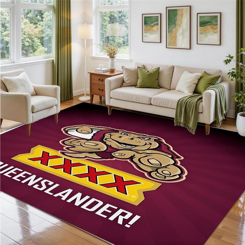 Queensland Maroons Design Crystal Velvet Rug Soft Decorative Mat for Bedroom Entrance