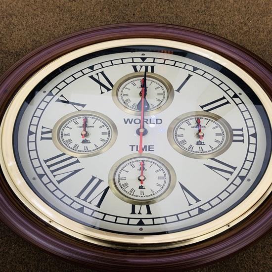 Mosazné, dřevěné nástěnné hodiny Hodiny světového času Nástěnná dekorace Námořní dárek Domácí dekorace Ručně vyrobený dárek 39,4 cm