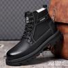 Northeast Men's High Top Leather Cotton Boots - Warm, Velvet-Lined for Autumn/Winter Outdoor Work & Mountaineering.