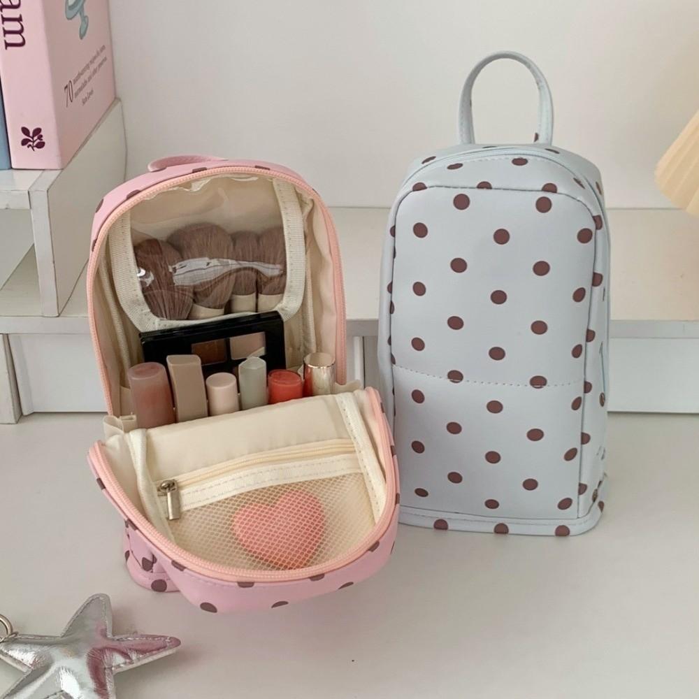 Large Capacity Stand Up Toiletry Bag Zipper Closure Makeup Pouch Toothbrush Storage