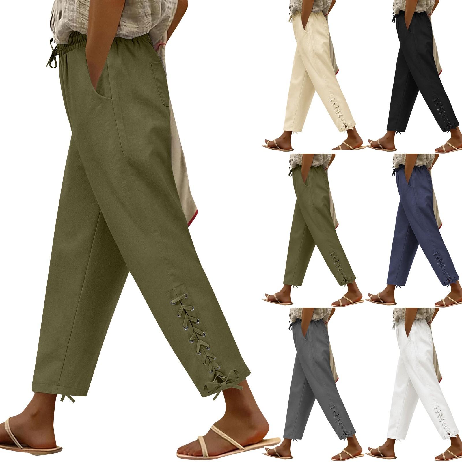 

Женские повседневные прямые брюки, однотонные повседневные длинные брюки с карманами